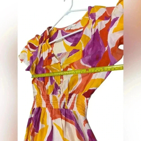 Abel the Label Anthropologie Dress Swish Sz XS Hi Lo Orange purple sundress - Picture 4 of 9